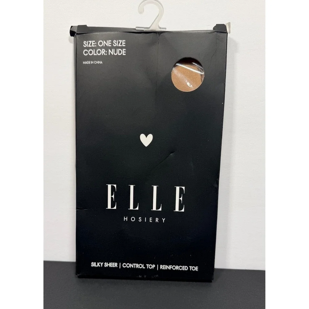 Elle Hosiery Silky Sheer Control Top Tights Nude One Size‎ Reinforced Toe EEW92